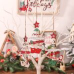 Decoratiune de Craciun din Lemn, Embo, cu Snur pentru Agatare in Brad, Model Brad de Craciun si Ren, Scris We Wish You A Merry Christmas, 17x12.8x0.4 cm, Multicolor - imagine 7