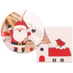 Decoratiune de Craciun din Lemn, Embo, cu Snur pentru Agatare in Brad, Model Mos Craciun, Scris Let It Snow, 21.9x19 cm, Multicolor - imagine 2