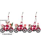 Decoratiune de Craciun din Lemn, Embo, cu Snur pentru Agatare in Brad, Model Om de Zapada pe Bicicleta, 10.3x11.5x0.5 cm, Multicolor - imagine 3