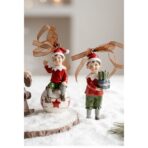 Decoratiune de Craciun, Embo, pentru Brad, Model Elf cu Cadouri, 10 x 3 cm, din Rasina, Multicolor - imagine 3