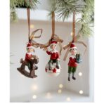 Decoratiune de Craciun, Embo, pentru Brad, Model Elf cu Cadouri, 10 x 3 cm, din Rasina, Multicolor - imagine 5