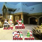 Decoratiune de Craciun, Embo, pentru Gradina, Tip Trenulet, 4 Figurine + Bete de Infipt in Pamant, din Plastic, Impermeabil, Model Oameni de Zapada, Multicolor - imagine 4