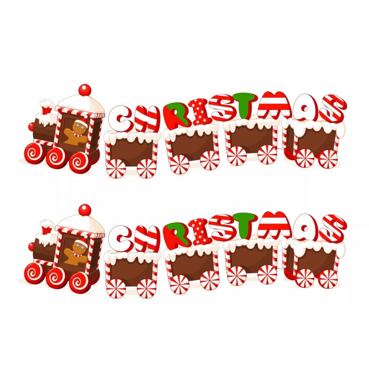 Decoratiune de Craciun, Embo, pentru Gradina, Tip Trenulet, 5 Figurine + Bete de Infipt in Pamant, din Plastic, Impermeabil, Model Tren Christmas, Multicolor - imagine 2