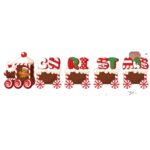 Decoratiune de Craciun, Embo, pentru Gradina, Tip Trenulet, 5 Figurine + Bete de Infipt in Pamant, din Plastic, Impermeabil, Model Tren Christmas, Multicolor