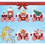 Decoratiune de Craciun, Embo, pentru Gradina, Tip Trenulet, 7 Figurine + Bete de Infipt in Pamant, din Plastic, Impermeabil, Model Renii Joy si Noel, Multicolor - imagine 3