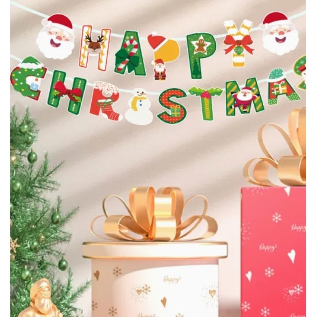 Decoratiune de Craciun, Embo, Tip Banner, 16 Piese, pentru Usa sau Perete, Multicolor, Sfoara Inclusa, Model C - imagine 3