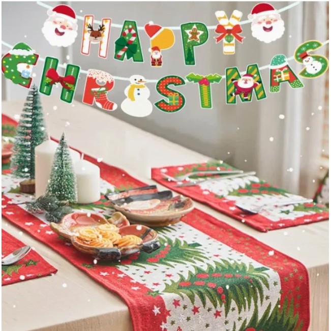 Decoratiune de Craciun, Embo, Tip Banner, 16 Piese, pentru Usa sau Perete, Multicolor, Sfoara Inclusa, Model C - imagine 4