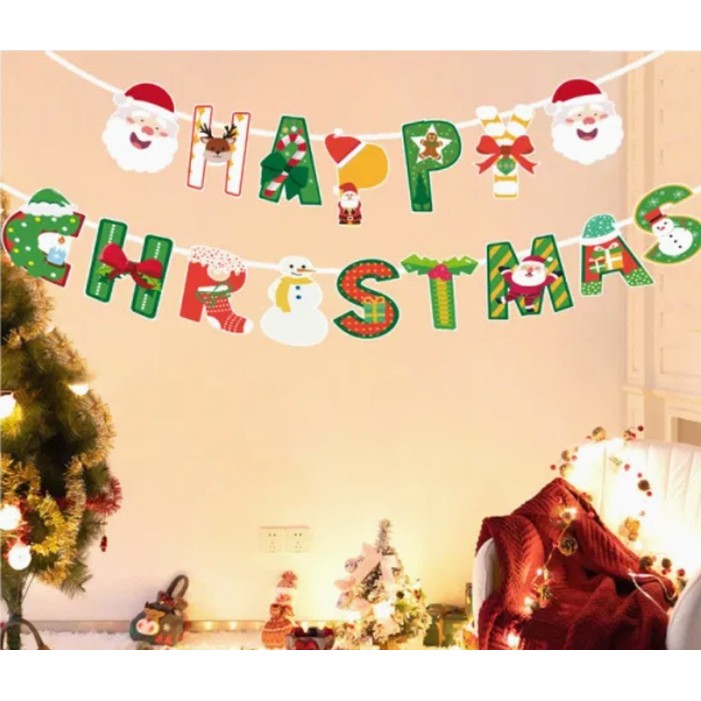 Decoratiune de Craciun, Embo, Tip Banner, 16 Piese, pentru Usa sau Perete, Multicolor, Sfoara Inclusa, Model C - imagine 5