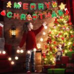 Decoratiune de Craciun, Embo, Tip Banner, pentru Usa sau Perete, Litere 12 x 13 cm, Multicolor, 18 Piese, Sfoara Inclusa, Merry Christmas - imagine 3