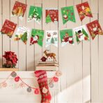 Decoratiune de Craciun, Embo, Tip Banner, 12 Piese, pentru Usa sau Perete, Multicolor, Sfoara Inclusa, Model A - imagine 6