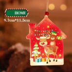 Decoratiune de Craciun Luminoasa in forma de casa, 11.5 x 9.7 cm, cu ren, cu agatatoare, Alb Cald, Embo - imagine 3
