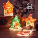 Decoratiune de Craciun Luminoasa in forma de casa, 11.5 x 9.7 cm, cu ren, cu agatatoare, Alb Cald, Embo - imagine 4
