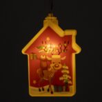 Decoratiune de Craciun Luminoasa in forma de casa, 11.5 x 9.7 cm, cu ren, cu agatatoare, Alb Cald, Embo - imagine 5