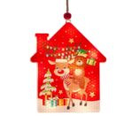 Decoratiune de Craciun Luminoasa in forma de casa, 11.5 x 9.7 cm, cu ren, cu agatatoare, Alb Cald, Embo - imagine 6