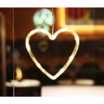 Decoratiune de Craciun Luminoasa in forma de Inima, 13x16.5 cm, cu Ventuza, Alb Cald, Embo - imagine 2