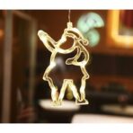 Decoratiune de Craciun Luminoasa in forma de Mos Craciun, 21x13 cm, cu Ventuza, Alb Cald, Embo - imagine 3