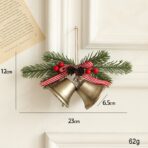 Decoratiune de Craciun pentru Brad, Embo, Model 2 Clopotei de Craciun cu Crenguta de Brad, Decoratiune pentru Interior de Craciun, Albastru fier - imagine 2