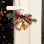 Decoratiune de Craciun pentru Brad, Embo, Model 2 Clopotei de Craciun cu Crenguta de Brad, Decoratiune pentru Interior de Craciun, Auriu - imagine 3