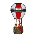 Decoratiune de Craciun tip Balon cu Aer Cald, Embo, Balon cu Mos Craciun, din Rasina, Model Balon cu Aer Cald si Mos Craciun Iluminare LED, 17 x 5 x 5 cm, Gri Rosu