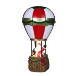 Decoratiune de Craciun tip Balon cu Aer Cald, Embo, Balon cu Mos Craciun, din Rasina, Model Balon cu Aer Cald si Mos Craciun Iluminare LED, 17 x 5 x 5 cm, Gri Rosu
