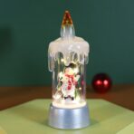 Decoratiune de Craciun tip Lumanare, Embo, Lumanare de Cristal fara Fulgi de Zapada, Model Om de Zapada, Iluminare LED, 13 x 5 x 5 cm, Baza Gri, Transparent - imagine 2