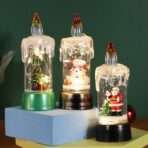 Decoratiune de Craciun tip Lumanare, Embo, Lumanare de Cristal fara Fulgi de Zapada, Model Om de Zapada, Iluminare LED, 13 x 5 x 5 cm, Baza Gri, Transparent - imagine 4