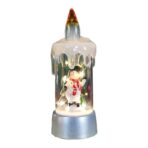 Decoratiune de Craciun tip Lumanare, Embo, Lumanare de Cristal fara Fulgi de Zapada, Model Om de Zapada, Iluminare LED, 13 x 5 x 5 cm, Baza Gri, Transparent