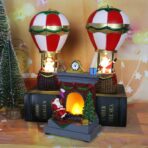 Decoratiune de Craciun tip Semineu, Embo, Semineu Decorativ cu Foc din Rasina, Model Semineu cu Mos Craciun, Flacara Iluminare LED, 13.5 x 9 x 6 cm, Gri Rosu - imagine 3