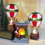 Decoratiune de Craciun tip Semineu, Embo, Semineu Decorativ cu Foc din Rasina, Model Semineu cu Mos Craciun, Flacara Iluminare LED, 13.5 x 9 x 6 cm, Gri Rosu - imagine 4