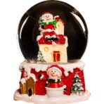 Decoratiune glob cu zapada Embo, Mos Craciun pe casa, diametru 4.5 cm, multicolor