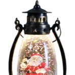 Decoratiune Luminoasa, Embo, Felinar de Craciun, cu Lumina LED, Ornament Model Lampa cu Ulei Mos Craciun, cu Maner, 14x7x6 cm, Negru - imagine 4