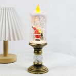 Decoratiune Luminoasa, Embo, Lampa de Craciun, cu Lumina LED, Ornament Model Sfesnic cu Lumanare, Mos Craciun, 26x8.5x8.5 cm, Auriu - imagine 2