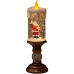 Decoratiune Luminoasa, Embo, Lampa de Craciun, cu Lumina LED, Ornament Model Sfesnic cu Lumanare, Mos Craciun, 26x8.5x8.5 cm, Auriu
