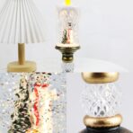 Decoratiune Luminoasa, Embo, Lampa de Craciun, cu Lumina LED, Ornament Model Sfesnic cu Lumanare Om de Zapada, 26x8.5x8.5 cm, Auriu - imagine 3