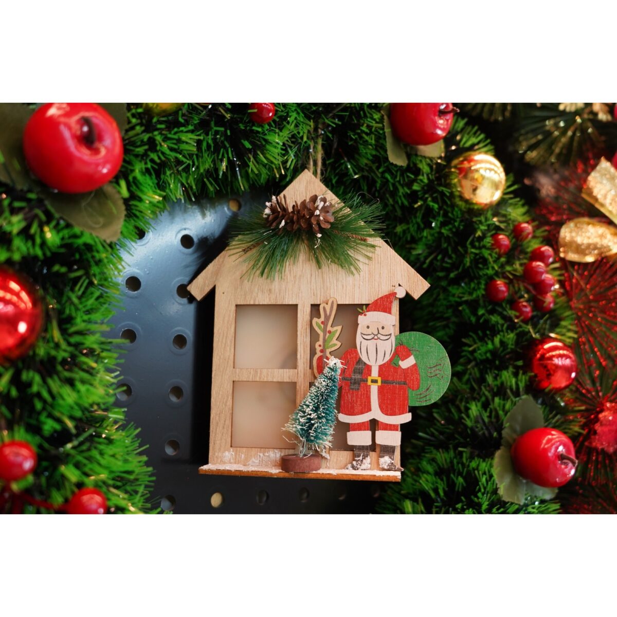 Decoratiune luminoasa, Embo, Mos Craciun, maro, lungime: 13 cm, latime: 5 cm, inaltime: 17 cm, lemn, interior/exterior - imagine 3