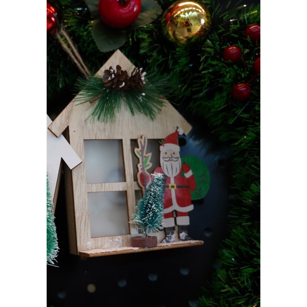Decoratiune luminoasa, Embo, Mos Craciun, maro, lungime: 13 cm, latime: 5 cm, inaltime: 17 cm, lemn, interior/exterior - imagine 4