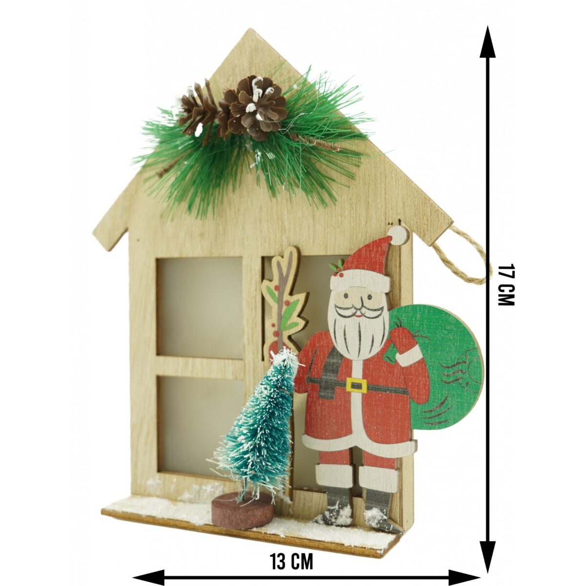 Decoratiune luminoasa, Embo, Mos Craciun, maro, lungime: 13 cm, latime: 5 cm, inaltime: 17 cm, lemn, interior/exterior - imagine 6