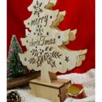 Decoratiune luminoasa, model de  Brad cu inscriptie Marry Christmas, alb, lungime: 11 cm, latime: 5 cm, inaltime: 30 cm, lemn, interior/exterior - imagine 3