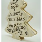 Decoratiune luminoasa, model de  Brad cu inscriptie Marry Christmas, alb, lungime: 19 cm, latime: 3 cm, inaltime: 22 cm, lemn, interior/exterior - imagine 3