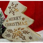 Decoratiune luminoasa, model de  Brad cu inscriptie Marry Christmas, alb, lungime: 19 cm, latime: 3 cm, inaltime: 22 cm, lemn, interior/exterior - imagine 4