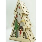 Decoratiune luminoasa, model de Brad cu Om de zapada, maro, lungime: 14 cm, latime: 5 cm, inaltime: 20 cm, lemn, interior/exterior - imagine 3