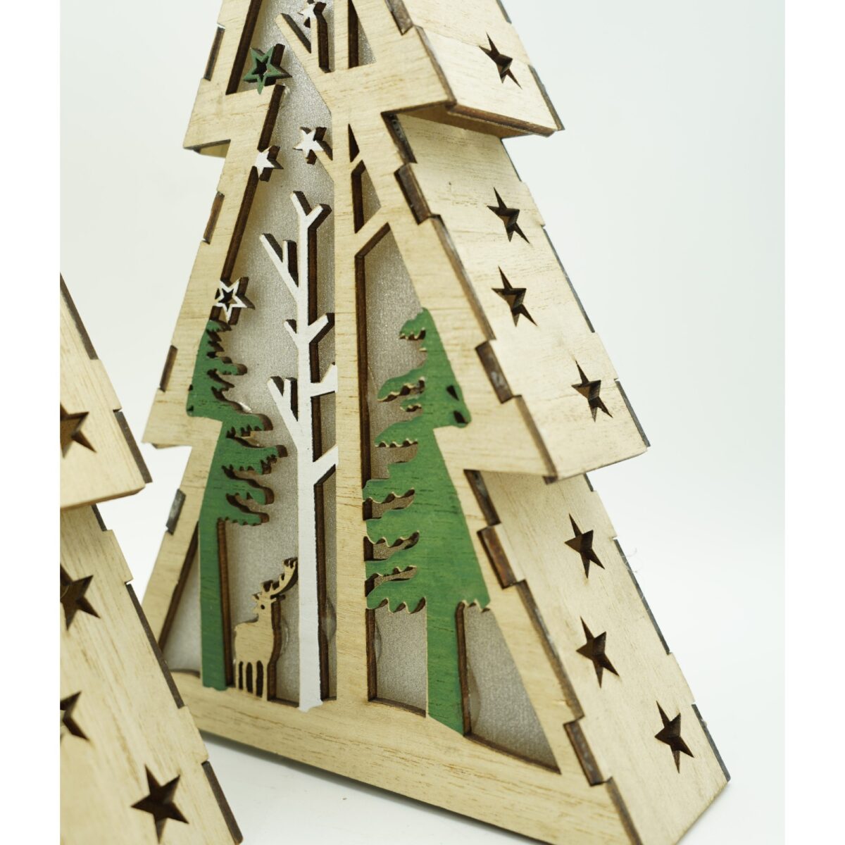 Decoratiune luminoasa, model de Brad cu Peisaj de iarna, maro, lungime: 14 cm, latime: 5 cm, inaltime: 20 cm, lemn, interior/exterior - imagine 5