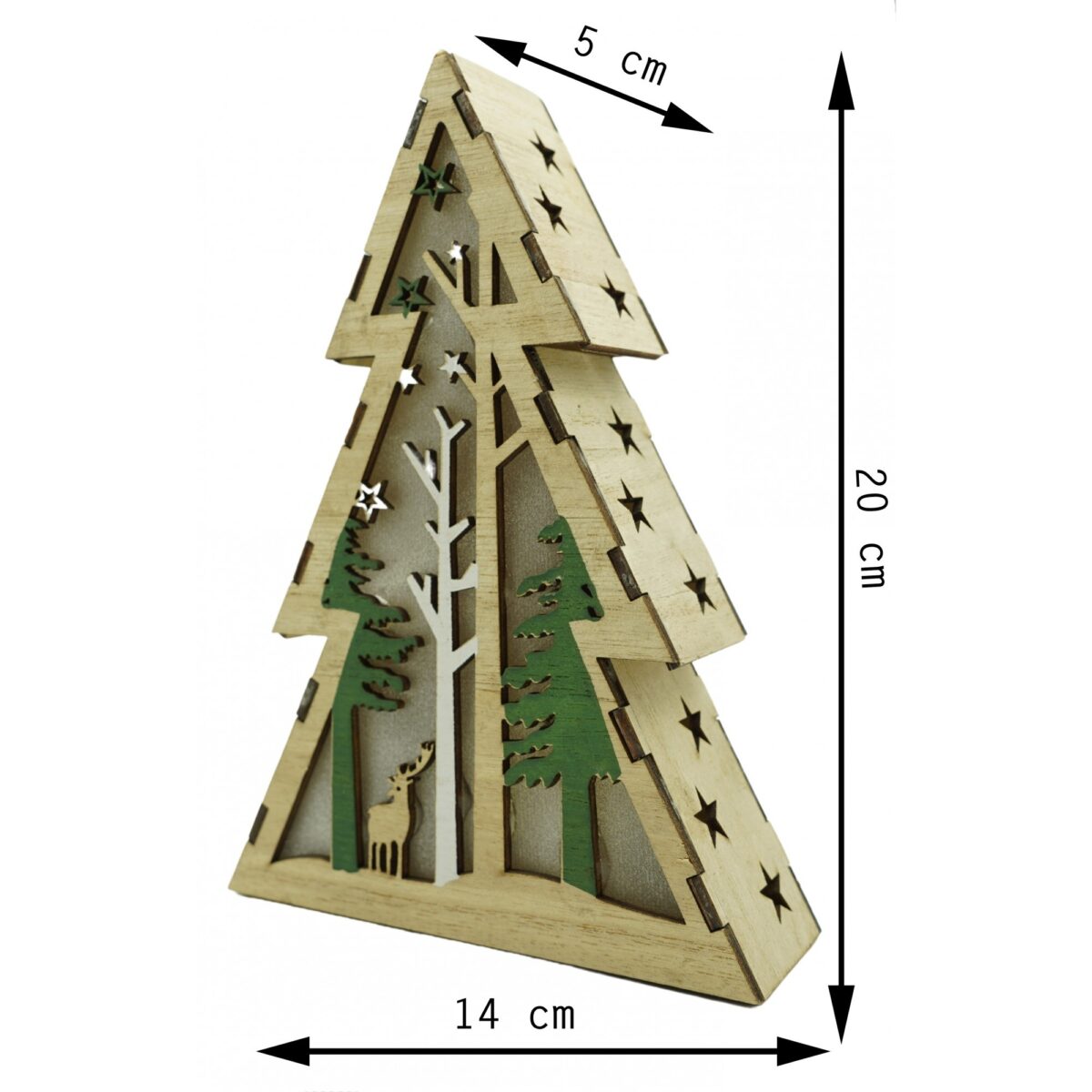 Decoratiune luminoasa, model de Brad cu Peisaj de iarna, maro, lungime: 14 cm, latime: 5 cm, inaltime: 20 cm, lemn, interior/exterior - imagine 6