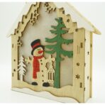Decoratiune luminoasa, model de  Casa cu Om de zapada, maro, lungime: 18 cm, latime: 5 cm, inaltime: 21 cm, lemn, interior/exterior - imagine 4