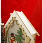 Decoratiune luminoasa, model de  Casa cu Om de zapada, maro, lungime: 18 cm, latime: 5 cm, inaltime: 21 cm, lemn, interior/exterior - imagine 5