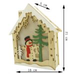 Decoratiune luminoasa, model de  Casa cu Om de zapada, maro, lungime: 18 cm, latime: 5 cm, inaltime: 21 cm, lemn, interior/exterior - imagine 6