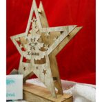 Decoratiune luminoasa, model de Stea cu Brad si inscriptie Marry Christmas, alb, lungime: 19 cm, latime: 5 cm, inaltime: 26 cm, lemn, interior/exterior - imagine 5