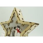 Decoratiune luminoasa, model de Stea cu Om de zapada, maro, lungime: 18 cm, latime: 18 cm, inaltime: 4 cm, lemn, interior/exterior - imagine 4