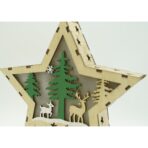 Decoratiune luminoasa, model de Stea cu Reni, maro, lungime: 18 cm, latime: 18 cm, inaltime: 4 cm, lemn, interior/exterior - imagine 4