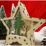 Decoratiune luminoasa, model de Stea cu Reni, maro, lungime: 18 cm, latime: 18 cm, inaltime: 4 cm, lemn, interior/exterior - imagine 5